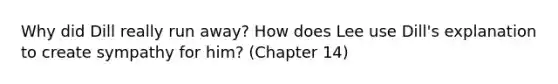 Why did Dill really run away? How does Lee use Dill's explanation to create sympathy for him? (Chapter 14)