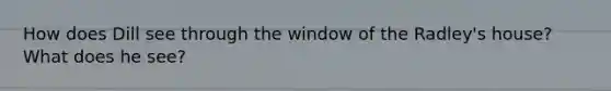 How does Dill see through the window of the Radley's house? What does he see?