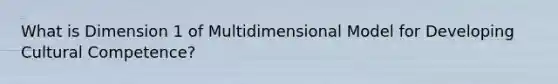 What is Dimension 1 of Multidimensional Model for Developing Cultural Competence?