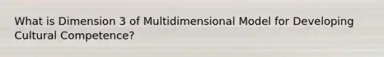 What is Dimension 3 of Multidimensional Model for Developing Cultural Competence?