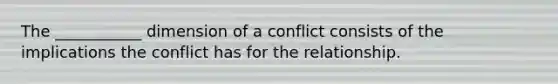 The ___________ dimension of a conflict consists of the implications the conflict has for the relationship.