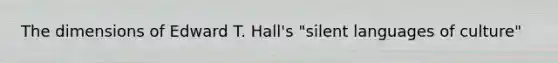 The dimensions of Edward T. Hall's "silent languages of culture"