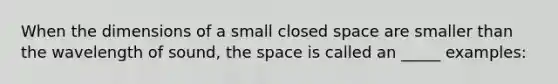 When the dimensions of a small closed space are smaller than the wavelength of sound, the space is called an _____ examples: