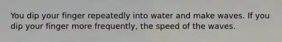 You dip your finger repeatedly into water and make waves. If you dip your finger more frequently, the speed of the waves.