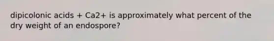 dipicolonic acids + Ca2+ is approximately what percent of the dry weight of an endospore?