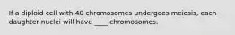 If a diploid cell with 40 chromosomes undergoes meiosis, each daughter nuclei will have ____ chromosomes.