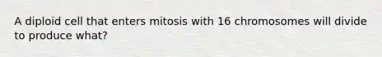 A diploid cell that enters mitosis with 16 chromosomes will divide to produce what?