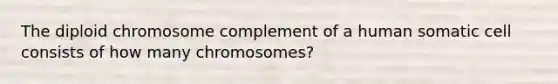 The diploid chromosome complement of a human somatic cell consists of how many chromosomes?