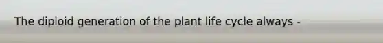 The diploid generation of the plant life cycle always -