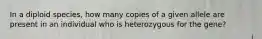 In a diploid species, how many copies of a given allele are present in an individual who is heterozygous for the gene?