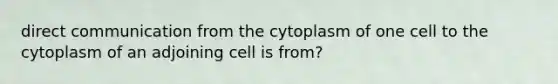 direct communication from the cytoplasm of one cell to the cytoplasm of an adjoining cell is from?