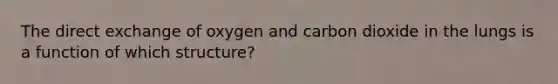 The direct exchange of oxygen and carbon dioxide in the lungs is a function of which structure?