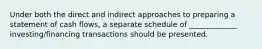 Under both the direct and indirect approaches to preparing a statement of cash flows, a separate schedule of _____________ investing/financing transactions should be presented.