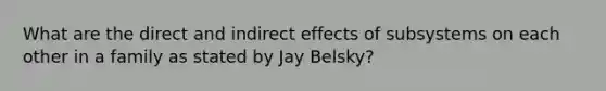 What are the direct and indirect effects of subsystems on each other in a family as stated by Jay Belsky?