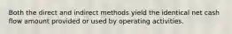 Both the direct and indirect methods yield the identical net cash flow amount provided or used by operating activities.