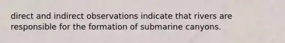 direct and indirect observations indicate that rivers are responsible for the formation of submarine canyons.