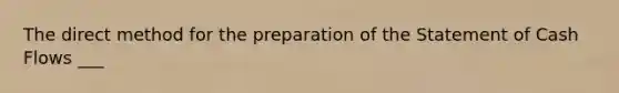 The direct method for the preparation of the Statement of Cash Flows ___