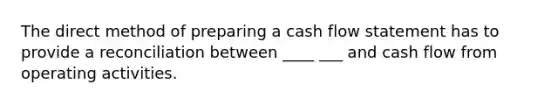 The direct method of preparing a cash flow statement has to provide a reconciliation between ____ ___ and cash flow from operating activities.