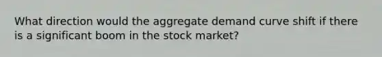 What direction would the aggregate demand curve shift if there is a significant boom in the stock market?