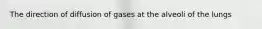 The direction of diffusion of gases at the alveoli of the lungs