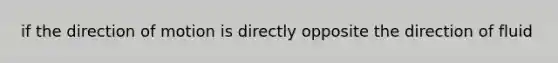 if the direction of motion is directly opposite the direction of fluid