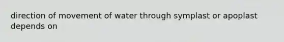 direction of movement of water through symplast or apoplast depends on