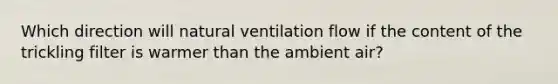 Which direction will natural ventilation flow if the content of the trickling filter is warmer than the ambient air?