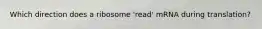 Which direction does a ribosome 'read' mRNA during translation?