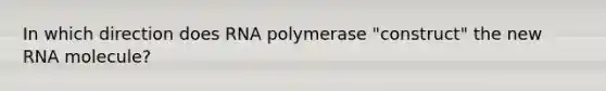 In which direction does RNA polymerase "construct" the new RNA molecule?