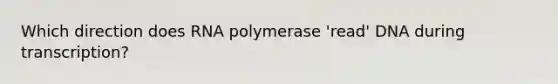 Which direction does RNA polymerase 'read' DNA during transcription?