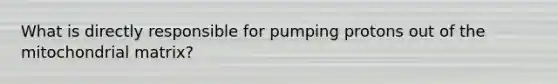 What is directly responsible for pumping protons out of the mitochondrial matrix?