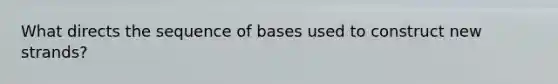 What directs the sequence of bases used to construct new strands?