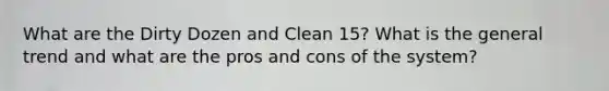 What are the Dirty Dozen and Clean 15? What is the general trend and what are the pros and cons of the system?