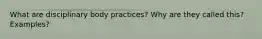 What are disciplinary body practices? Why are they called this? Examples?