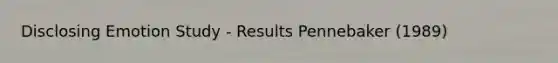 Disclosing Emotion Study - Results Pennebaker (1989)