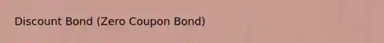 Discount Bond (Zero Coupon Bond)