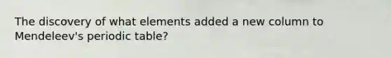 The discovery of what elements added a new column to Mendeleev's periodic table?