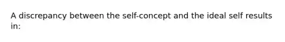 A discrepancy between the self-concept and the ideal self results in: