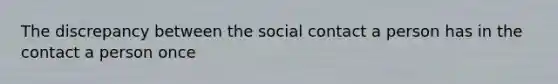 The discrepancy between the social contact a person has in the contact a person once