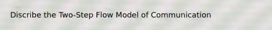 Discribe the Two-Step Flow Model of Communication