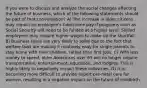 If you were to discuss and analyze the social changes affecting the future of business, which of the following statements should be part of that conversation? A) The increase in older citizens may impact an employee's take-home pay if programs such as Social Security will need to be funded at a higher level. Skilled employees may require higher wages to make up the shortfall. B) Business taxes are very likely to spike due to the fact that welfare laws are making it relatively easy for single parents to stay home with their children, rather than find jobs. C) With less money to spend, older Americans over 65 will no longer require transportation, entertainment, education, and lodging. This is highly likely to negatively impact these industries. D) It is becoming more difficult to provide expert pre-natal care for women, resulting in a negative impact on the future of childbirth.