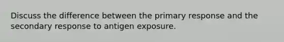 Discuss the difference between the primary response and the secondary response to antigen exposure.