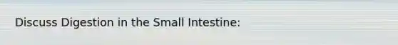 Discuss Digestion in the Small Intestine: