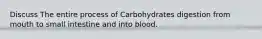 Discuss The entire process of Carbohydrates digestion from mouth to small intestine and into blood.