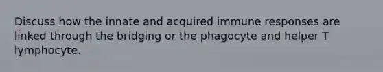 Discuss how the innate and acquired immune responses are linked through the bridging or the phagocyte and helper T lymphocyte.