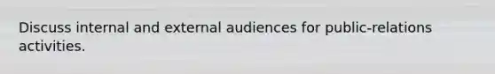 Discuss internal and external audiences for public-relations activities.