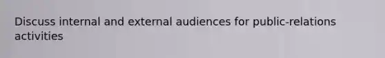 Discuss internal and external audiences for public-relations activities