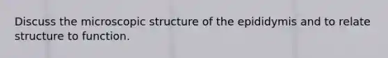 Discuss the microscopic structure of the epididymis and to relate structure to function.
