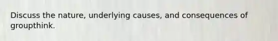 Discuss the nature, underlying causes, and consequences of groupthink.
