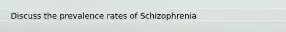 Discuss the prevalence rates of Schizophrenia